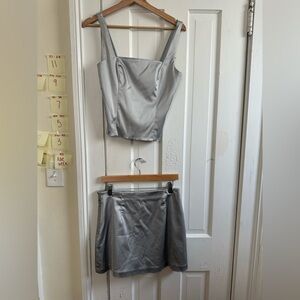 Abercrombie & Fitch Satin Silver Skort Set
